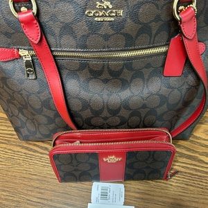 Coach tote with wallet